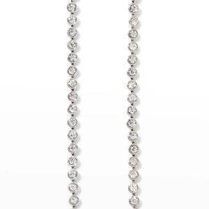Boucles d'oreilles pendantes rondes et linéaires en moissanite en or rose pour femme, par RITZIN - Product Image 1