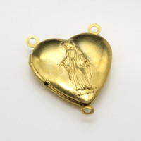 Pendentif en laiton bon marché, médaillon en forme de cœur, médaille religieuse catholique, pièce de Center de la vierge marie pour la fabrication de chapelet