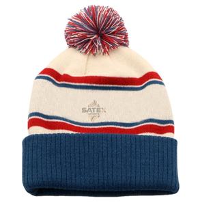 Bonnet d'hiver unisexe en tricot avec logo personnalisé, impression numérique, jacquard acrylique, chaud, avec pompon et bordure côtelée, fait à la main - Product Image 4