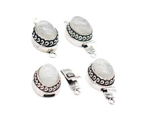 Piedra preciosa de piedra lunar 1 hebra, 2 y 3 hebras cierre de caja antiguo Starling plateado 26X15X10MM Cierre de fabricación de joyas B1066 - Product Image 1