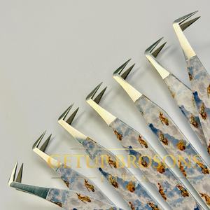 Protège-embouts 90 degrés anti-magnétique et anti-statique en acier inoxydable avec revêtement papier 10 mm et pointe argentée pour extensions de cils - Product Image 2