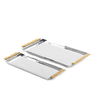 Precio de exportación de metal para restaurante y Hotel, plato y plato para servir, diseño de moda, bandeja para servir magdalenas, vajilla hecha a mano - Product Image 4