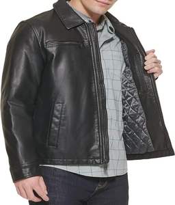 Classic <b>Black</b> <b>Jacket</b> with Quilted Design for Men Stylish Genuine Leather with Classic Zipper Design Lightweight - Product Image 1