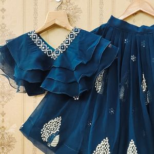 ชุดเลเฮนกาโชลีปักลายชอริยัมแฟชั่นรามา สำหรับเด็กผู้หญิง คุณภาพดี ชุดพื้นเมือง ยาวกรอมพื้น ทรงปกติ เหมาะสำหรับงานปาร์ตี้และงานแต่งงาน - Product Image 4