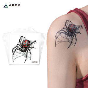 Autocollant de <span class=keywords><strong>tatouage</strong></span> temporaire réaliste et coloré en forme d'araignée, tarentule, araignée veuve noire, toile d'araignée pour maquillage de costume de fête d'Halloween - Product Image 1