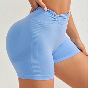 2024 été taille haute femmes Fitness pantalon séchage rapide pêche hanche Yoga Shorts arrière en forme de V conception Logo respirant sport cyclisme - Product Image 1