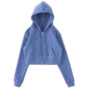 Sudadera corta con capucha para mujer, con logotipo impreso personalizado, fabricante OEM - Product Image 1
