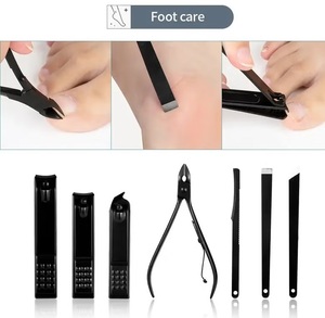 Kit de Manucure Classique Noir Luxe 12 Pièces en Acier Inoxydable, Trousse à Ongles 3-en-1 avec Coupe-Ongles et Étui Portable pour Adulte – Vente Flash - Product Image 2