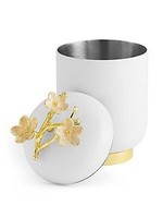 Luxus-Glas kerze mit goldenem Blumen deckel Elegante dekorative Glas kerze für Zuhause, Hochzeit & Geschenk
