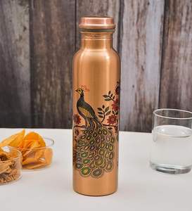 Premium 2L Pure Copper Gym Bottle Peacock Design Durable Rust-Proof Anti-Oxidant Lacquer 500ml Direct <b>Drinking</b> <b>Plastic</b> Drinkware - Product Image 1