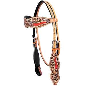 Bride de cheval occidentale de qualité supérieure en cuir de vachette fabriqué à la main avec motif floral, équipement d'équitation durable - Product Image 4