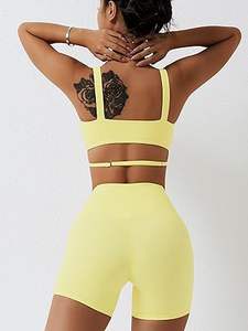 Conjunto de Yoga para Mujer de Alta Calidad, Sin Costuras, Ligero, Transpirable, de Secado Rápido, con Cintura Elástica de Spandex/Nylon, Diseño Sólido Personalizado - Product Image 2