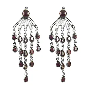 "Chic Garnet Dangle Drop Earrings-Fashion <b>Chandelier</b> Earrings" - Product Image 2