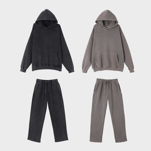 Ensemble de vêtements de sport à capuche haut de gamme 100% coton pour hommes, survêtement unisexe 2 pièces ample et respirant avec logo personnalisé pour la saison d'hiver - Product Image 5