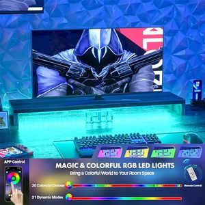 Bureau de jeu double Table d'ordinateur de bureau à domicile en forme de l Bureau de jeu Magic and Colorful RGB LED Lights Apportez un monde coloré - Product Image 3