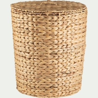 Panier de rangement pliable en jacinthe d'eau, écologique, avec couvercle, pour linge, serviettes de bain, vêtements, organisation multi-usages pour la maison