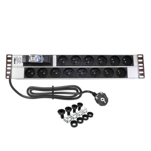 2U 14 Way French Type E Distribution Box PDU with MCB 16A 220V for IT Equipment - Product Image 1