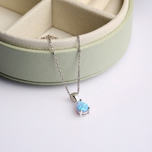 สร้อยคอหิน CZ โอปอลสีฟ้าอ่อนดีไซน์แบบลูกแพร์สร้อยคอเสน่ห์เงินสเตอร์ลิงทำด้วยมือแบบตุรกีขายส่งเครื่องประดับชั้นดี - Product Image 4