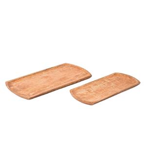 2 Set Wooden Tray Ottoman Tray Natural Handmade Rustic Wood Serving Tray <b>Vintage</b> Decorative for <b>Kitchen</b> - Product Image 1