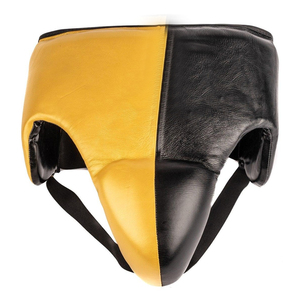 Color amarillo negro nueva llegada cuero PU para hombres cómodos hechos a medida hombres ropa de boxeo protectores de ingle - Product Image 1