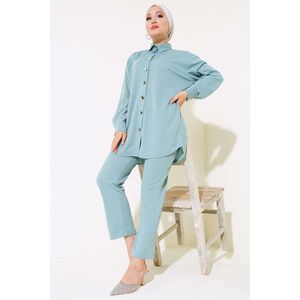 Conjunto De 2 Piezas Informal Abotonado De Metal Menta - Product Image 1