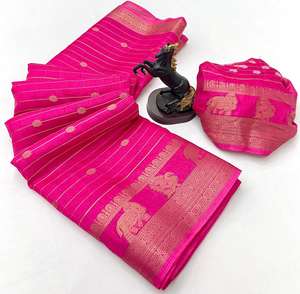 Soft Fox Georgette <b>Fabric</b> With Weaving Kalamkari Pallu With Fancy Tassels Designer saree wholesale in India - Product Image 3