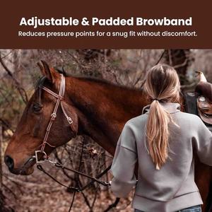 Brida y cabestro ajustable de cuero Premium con hebilla de acero inoxidable Bridas de cuero de caballo Premium - Product Image 4
