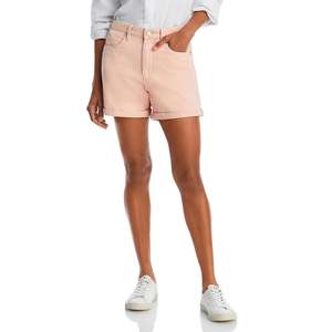 Shorts in denim skinny vintage rosa con strass e bottoni, effetto distressed, taglia 25 - BlankNYC Stile casual estivo - Product Image 1