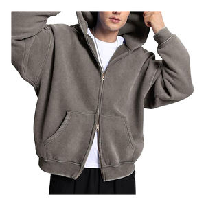 Qualité de luxe surdimensionné Streetwear sweats à capuche zippés pour hommes 100% coton sérigraphie hiver imperméable à l'eau séchage rapide - Product Image 2