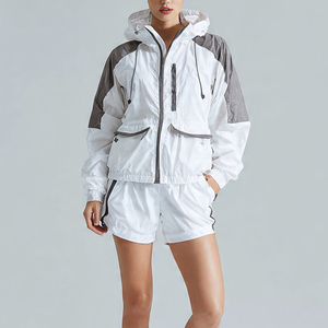 Cropped Windbreaker Jacket Top Mountain Rain <b>Shorts</b> Set <b>Hiking</b> Waterproof Suit Ladies Camping Wind breaker <b>Shorts</b> Set Women's - Product Image 2
