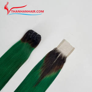 Le combiné faire perruque os trame droite faisceau et fermeture Ombre Color extensions de cheveux 100% cheveux bruts du Vietnam - Product Image 1