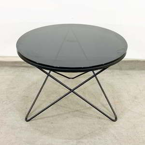 Modern Round Glass <b>Coffee</b> <b>Table</b> with V-Shaped <b>Legs</b> 60x60x45cm Durable Sintered Stone & Metal Set TT68083 - Product Image 5