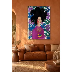 Impression sur toile Fida Woman Among Blue and Purple Flowers - Product Image 4