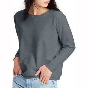 Sweat-shirt col rond en molleton polyester/coton 2026, anti-transpiration, écologique, coupe oversize, épaules tombantes, hiver, décontracté, logo frontal, doublé - Product Image 1