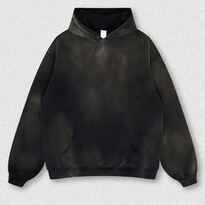 Nouveauté Offre Spéciale séchage rapide logo personnalisé Designer Black Acid Wash 500 Gsm Boxy pull à capuche pour hommes - Product Image 5