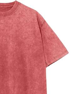 Unisex Oversized Washed <b>Red</b> Cotton <b>T</b> <b>Shirt</b> Vintage Acid Wash Drop Shoulder Streetwear Casual Summer Unisex Tee Topwear Loose Fit - Product Image 2