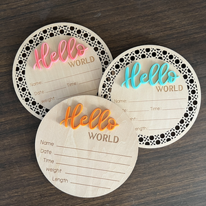 Boho Hello World Nouveau-né Annonce Panneau En Bois Bébé Mensuel Milestone Cards Shower Props <span class=keywords><strong>Idée</strong></span> Cadeau Élégant - Product Image 2