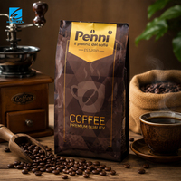 Sachet à soufflet latéral pour emballage de café, en feuille d'aluminium laminée, thermoscellable, haute barrière, imprimé sur mesure pour grains de café premium