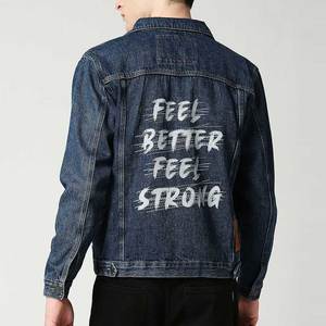 Custom Made Street Style Men's Jeans Jacket Hip Hop Winter Clothing <b>Screen</b> & Puff Printing Men's Denim Jacket - Product Image 3