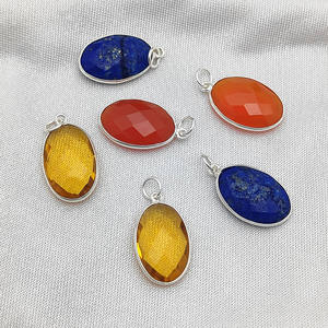 Pendentif vintage en argent 925 avec pierre précieuse ovale en cornaline, serti dans un cadre, avec un seul anneau - Product Image 3