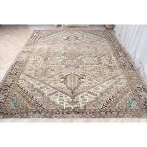 Vintage 9.5x12.1 ft Rug, Oversize Turkish Rug, <b>Brown</b> Blue Ombr Rug - Product Image 2