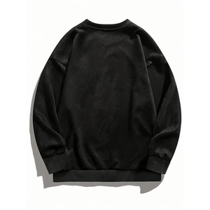 Sudadera de cuello redondo de lana de ante de alto peso para hombre, estampado digital de invierno, teñido liso para comodidad - Product Image 2