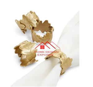 Rond de serviette en forme de feuille de métal en aluminium moulé pour la maison mariage hôtel utiliser personnaliser la conception anneau de serviette en métal - Product Image 6