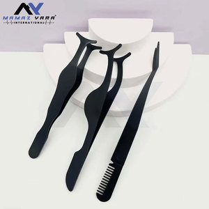 Juego de 3 pinzas de pestañas de acero inoxidable, peine de calabaza de caballito de mar Negro, aplicador de precisión, extensión de pestañas postizas, herramienta de maquillaje - Product Image 5