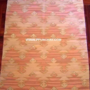 Гобелен тканый шерстяной ковер, Настенный декор 34x23 дюйма, андийский Перу геометрический дизайн Ppunchay