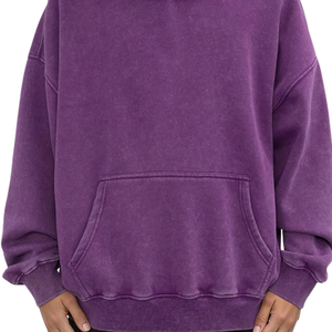 Sudadera con Capucha Morada Lavada al Ácido, Sudadera Holgada de Estilo Vintage, Felpa Suave, Ropa de Calle, Sudadera de Invierno para Hombre y Mujer - Product Image 3