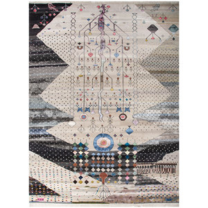 Freedom Manchaha Ivory Hand Knotted Wool Bamboo Silk <b>Rug</b> 10mm Thick Rectangular Abstract Pattern for Home Bedroom Decor-Les-8302 - Product Image 1