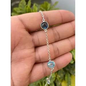 Collar de Plata 925 con Cadena de Topacio Azul para Regalo - Product Image 4