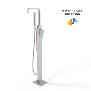 Atene lucido cromato ottone Freestanding da pavimento miscelatore da bagno pacchetto di 1 bagno e doccia rubinetto - Product Image 3