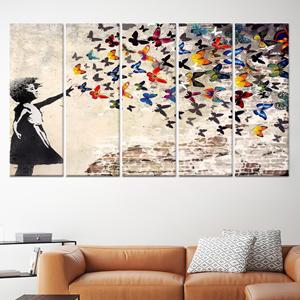 Toile d'art imprimée avec des papillons : Art moderne sur verre pour une décoration élégante, toile enveloppée 5P - Product Image 1